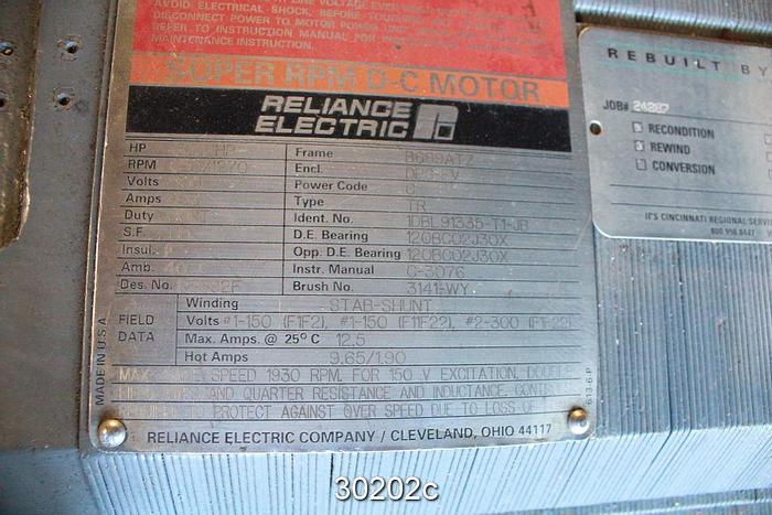 Refurbished RELIANCE SUPER RPM DC #30202