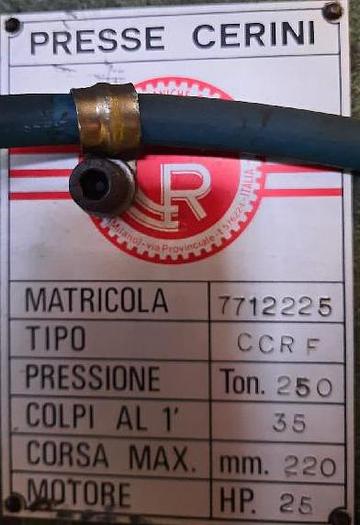 Usato PRESSA ECCENTRICA CERINI TIPO CCRF DA 250 TON