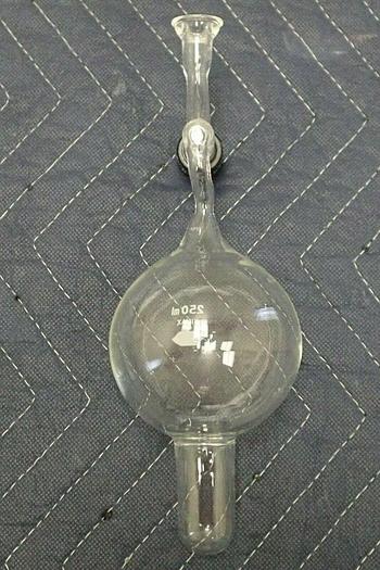 Used Kimax 250ml Glass Round Tube-Bottom Distillation Flask with Adapter / Joint