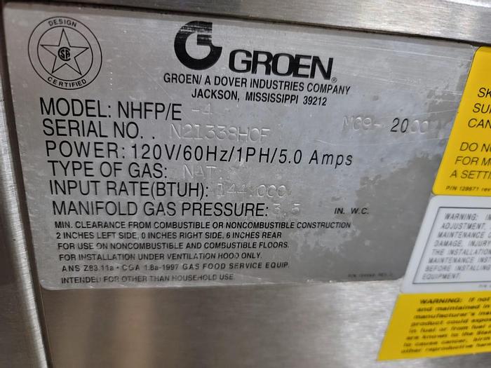 Used GROEN 40 GAL. AUTO TILTING NAT. GAS BRAISING PAN TILTING SKILLET, (#834C)