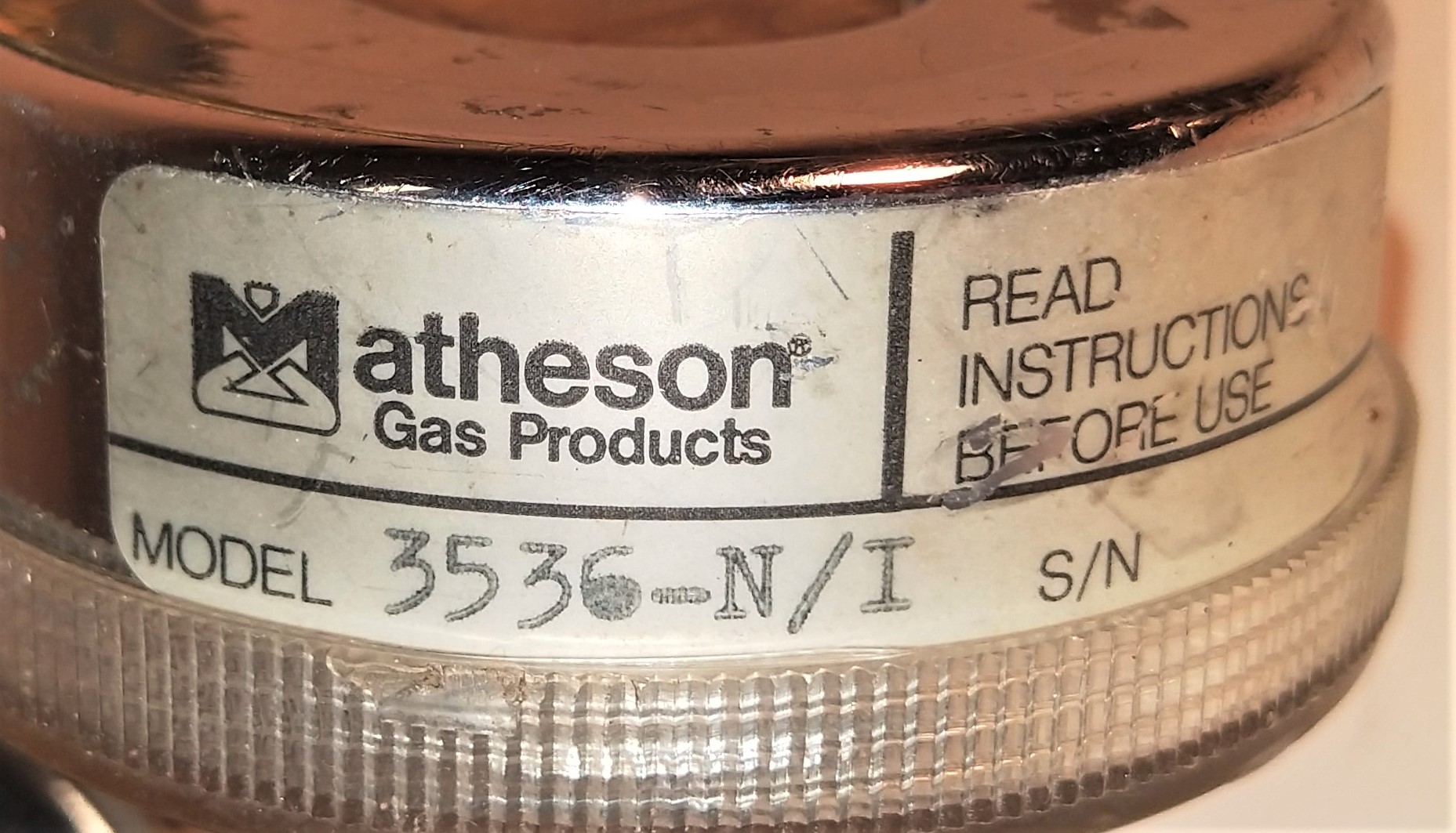 Used Matheson 3536-N/I Brass Gas Regulator - CGA 580