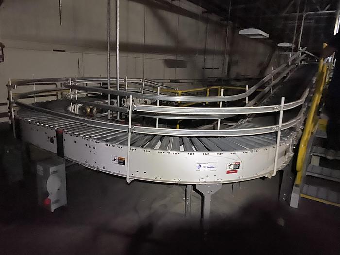 Used 1000’ OF ROLLER CONVEYOR WITH CURVING TRACK