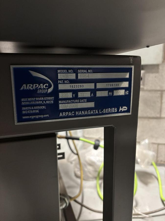 Used Used Arpac-Hangata Automatic L-Bar Sealer, Model L-18
