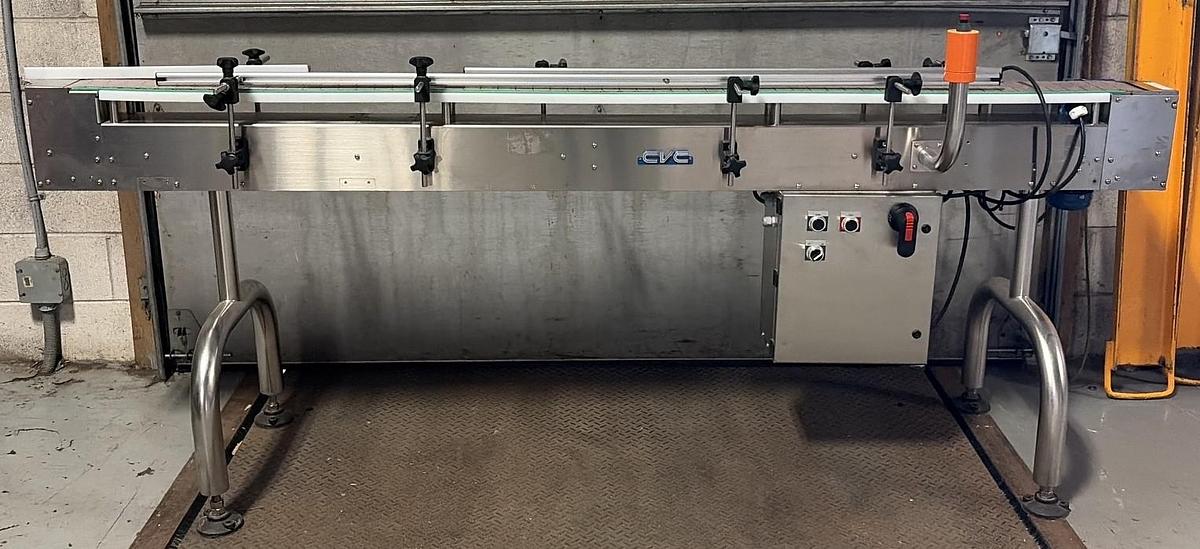 Used Used CVC 8’ Long Stainless Steel Sanitary Motorized Conveyor