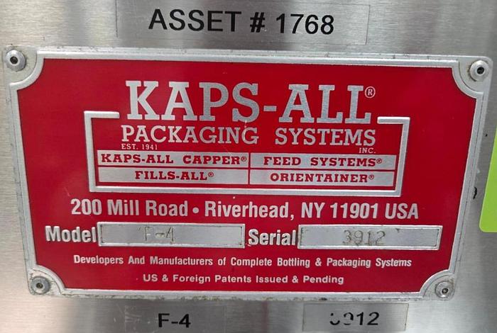 Used Used Kaps All Automatic Stainless-Steel Cap Retorquer, Model F-4