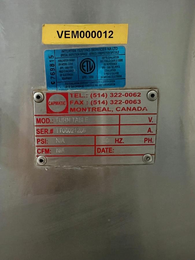Used Used Capmatic 48” Stainless Steel Accumulating Table
