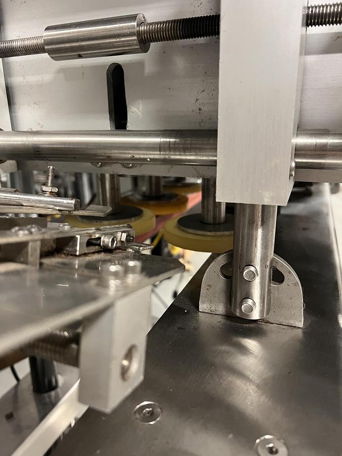 Used Used Accutek Automatic Stainless Steel 3 Quill Inline Capper with Cap Hopper and Elevator