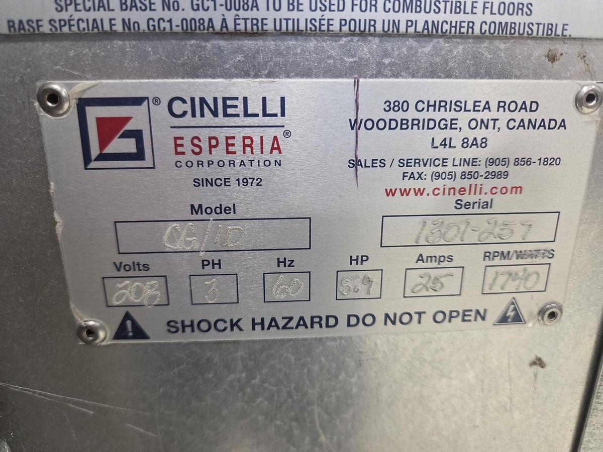 Used Used Cinelli Stainless Steel Natural Gas Double Rack Oven, Model CG/ID