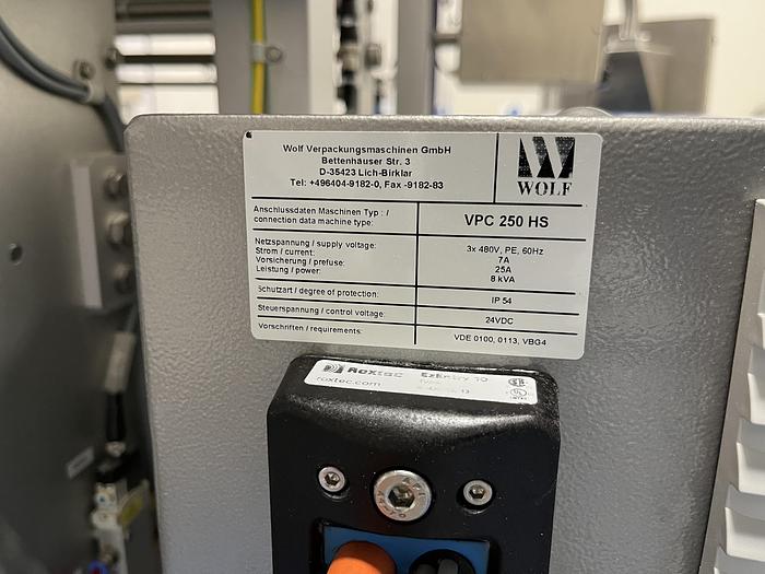 Used Used Wolf Stainless Steel Vertical Form Fill Seal Machine, Model VCP-250