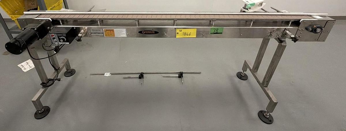 Used Used Globaltek 8’ Long Stainless Steel Sanitary Motorized Conveyor