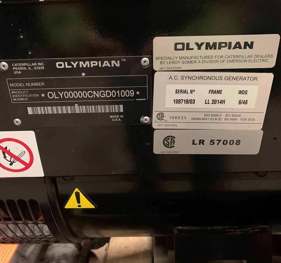 Used Used Caterpillar – Olympian 60kW Natural Gas Standby Generator, Model G60F3