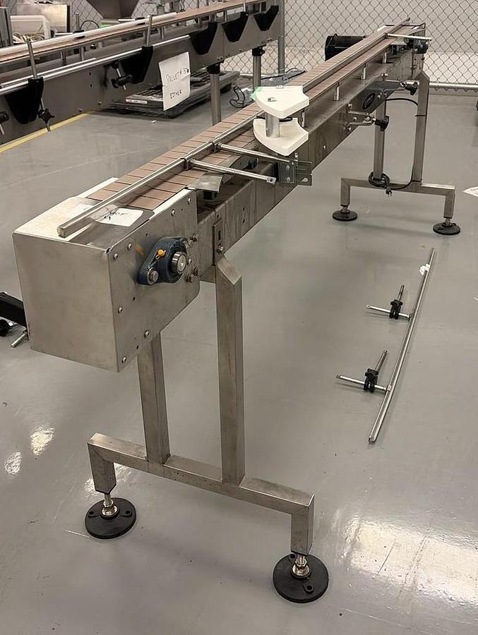 Used Used Globaltek 8’ Long Stainless Steel Sanitary Motorized Conveyor