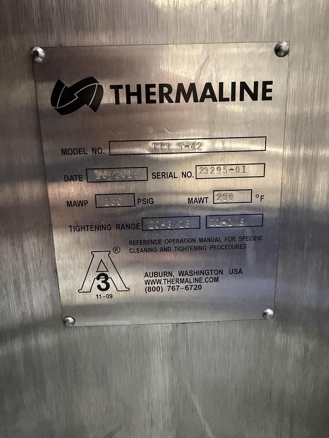 Used Used Thermaline Stainless Steel Plate and Frame Heat Exchanger, Model T13-S-42