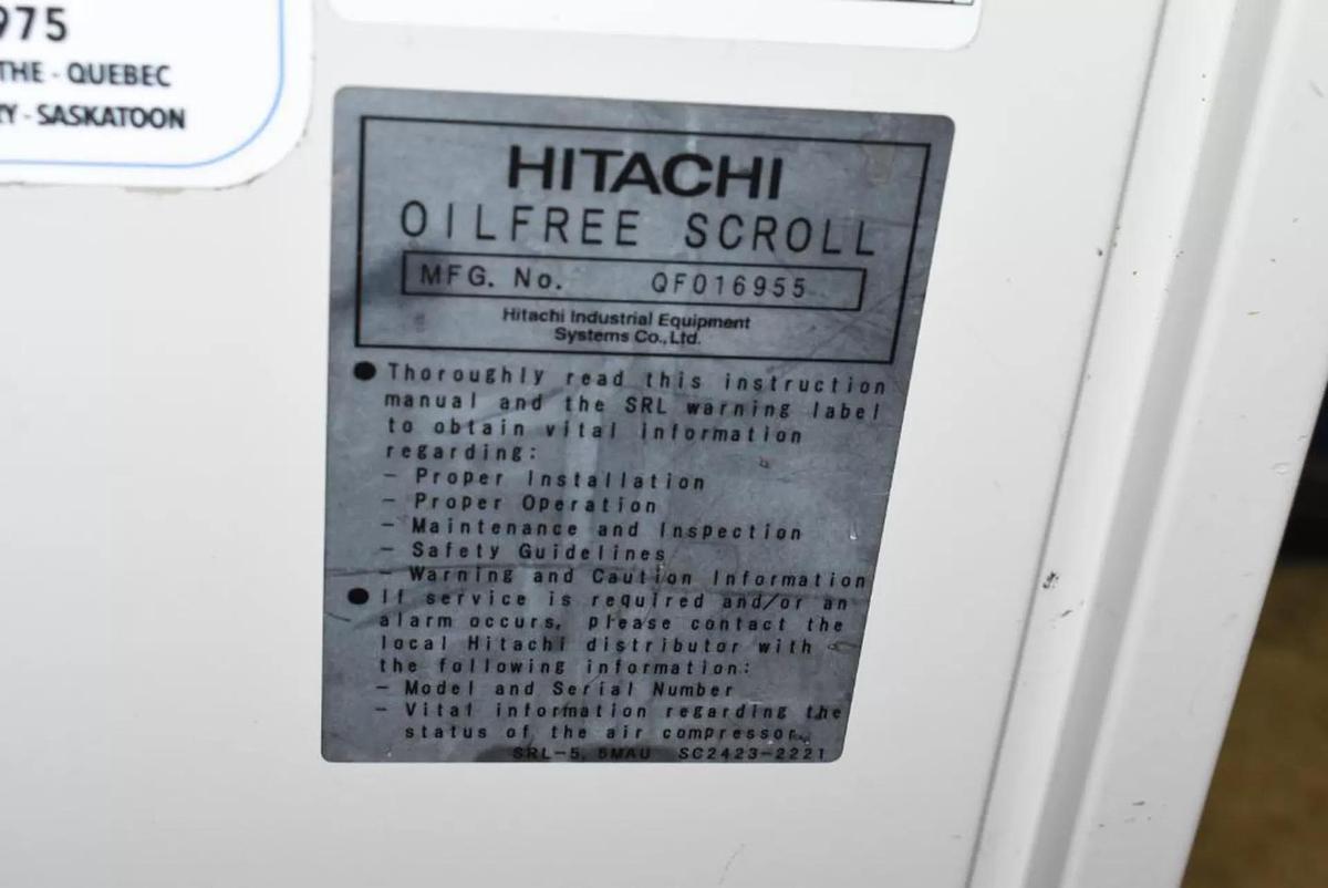 Used Used Hitachi 5 HP Rotary Screw Compressor, Model SRL-3.7 MB6LL