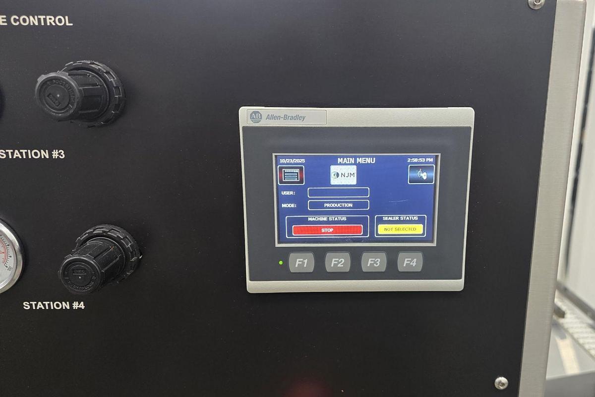 Used Used Promach - NJM Unicap 150 Automatic Stainless Steel 4 Quill Capper, Model UCAP-150-S170