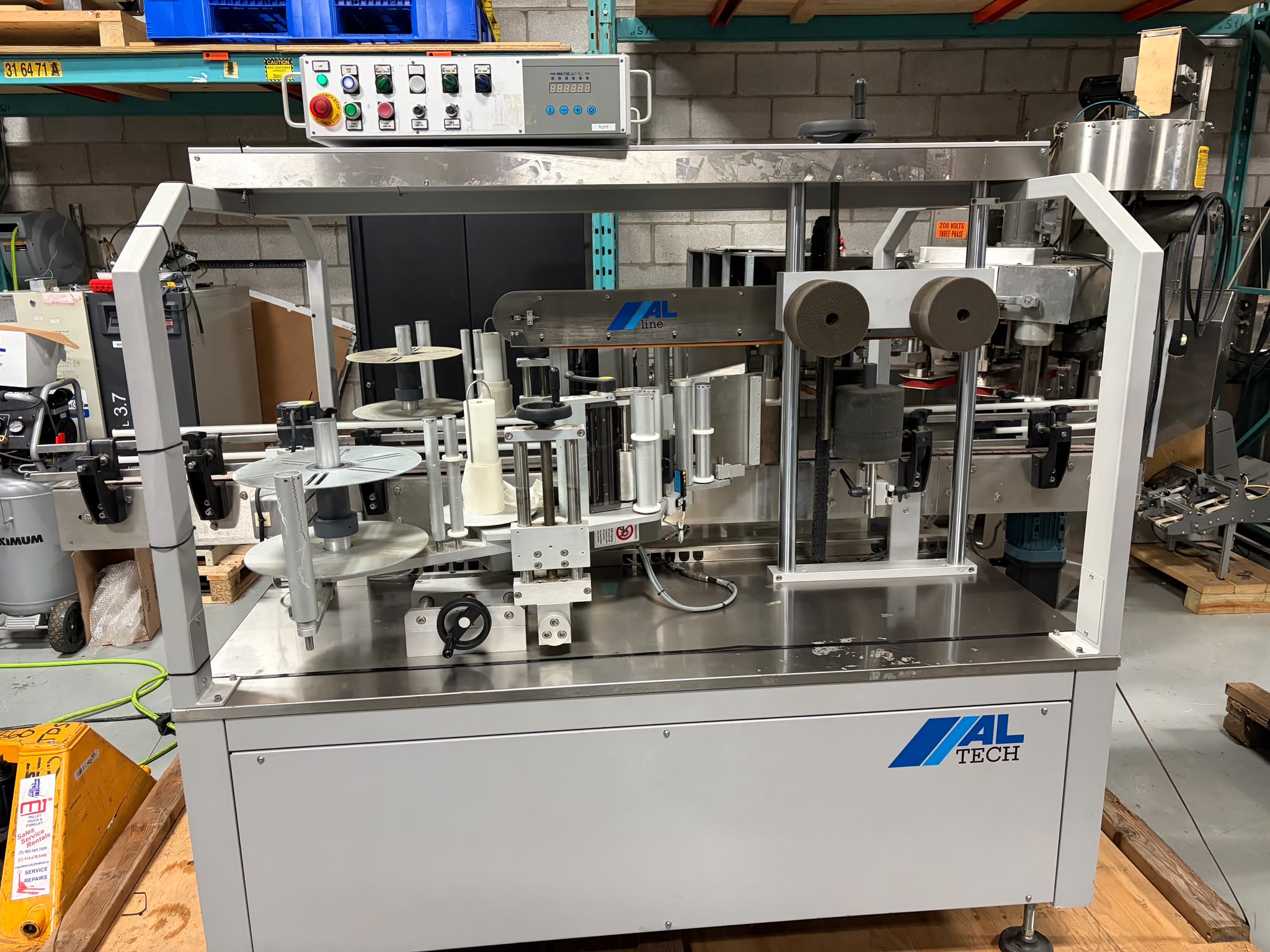 Used Used AL Tech Automatic High-Speed Front and Back Pressure Sensitive Labeler, Model ALline, Type E