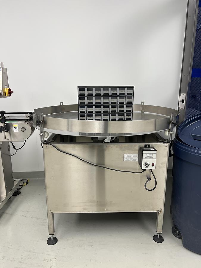 Used Used JDA 48” diameter Stainless Steel Accumulating Table, Model 48