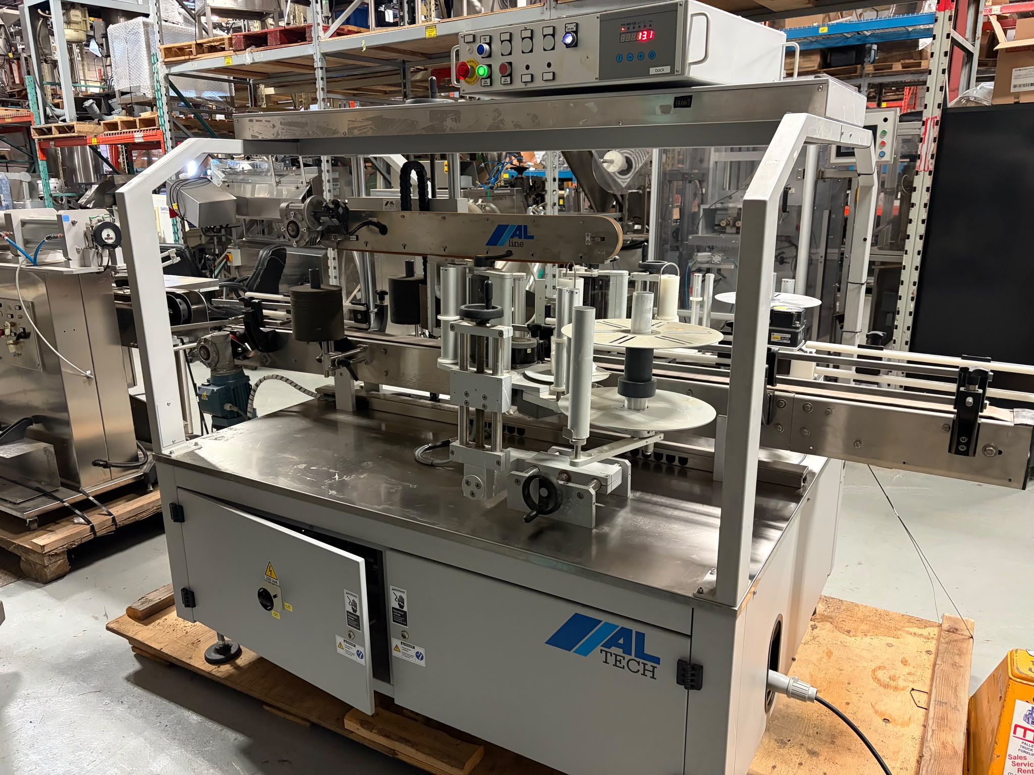 Used Used AL Tech Automatic High-Speed Front and Back Pressure Sensitive Labeler, Model ALline, Type E