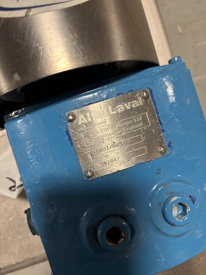 Used Used Alfa Laval Stainless Steel Rotary Lobe Pump, Model SRU1/005ID