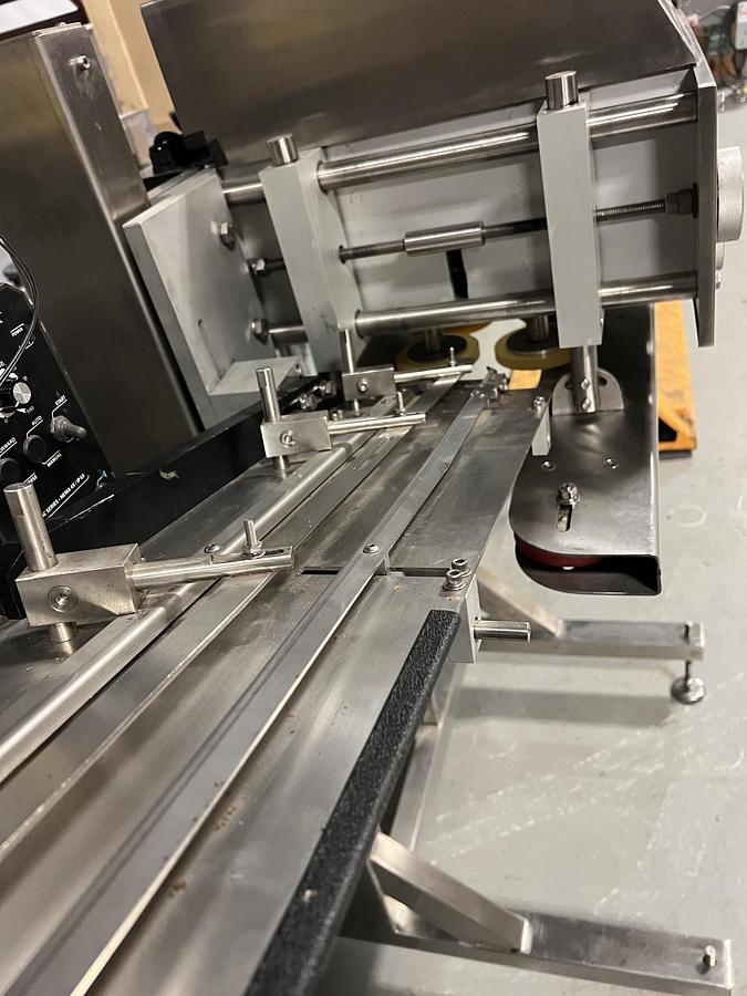 Used Used Accutek Automatic Stainless Steel 3 Quill Inline Capper with Cap Hopper and Elevator