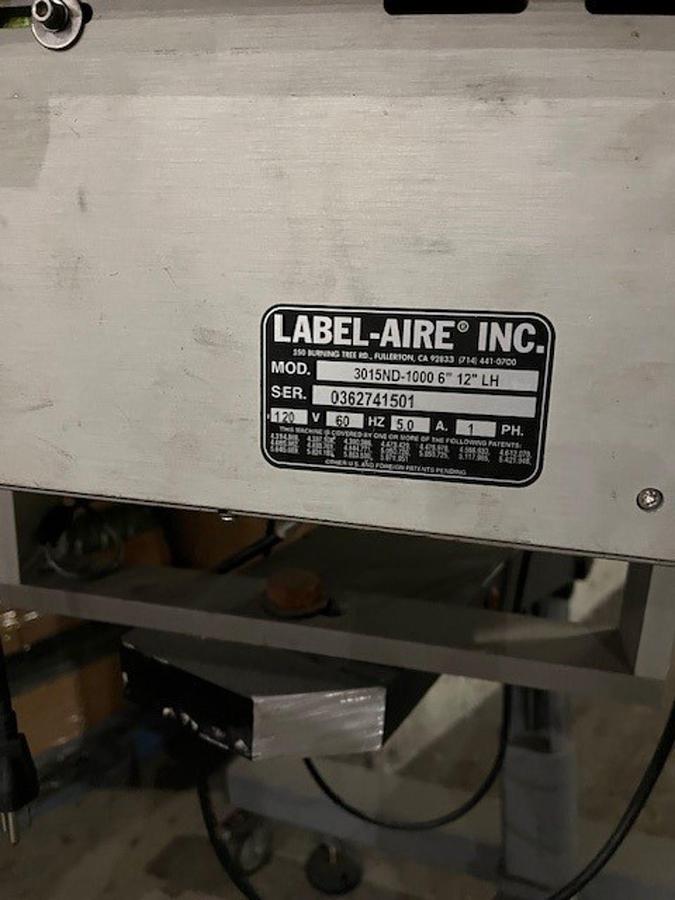 Used Used Label Aire Wipe on Pressure Sensitive Labeler, Model 3015ND-6” 12” LH