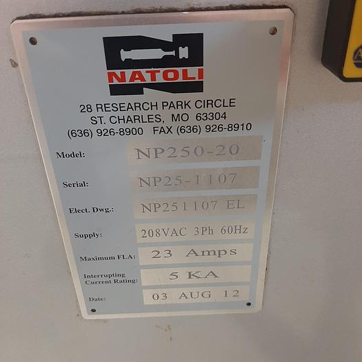Used Used Natoli 20 Station “D” Tooled Rotary Tablet Press, Model NP250-20