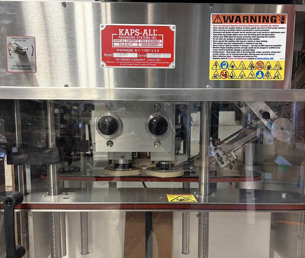 Used Used Kaps-All Automatic Inline 2 Quill Capper, Model E-4R