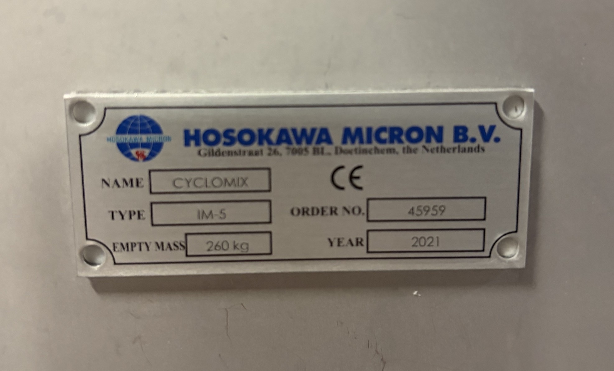 Used Used Stainless Steel Hosokawa Micron Cyclomix Pilot High Shear Mixer, Model IM-5