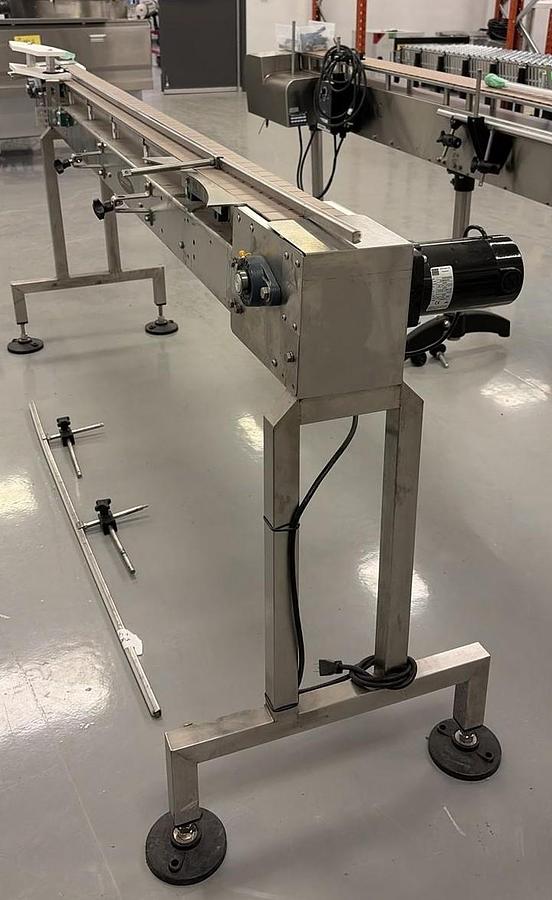 Used Used Globaltek 8’ Long Stainless Steel Sanitary Motorized Conveyor