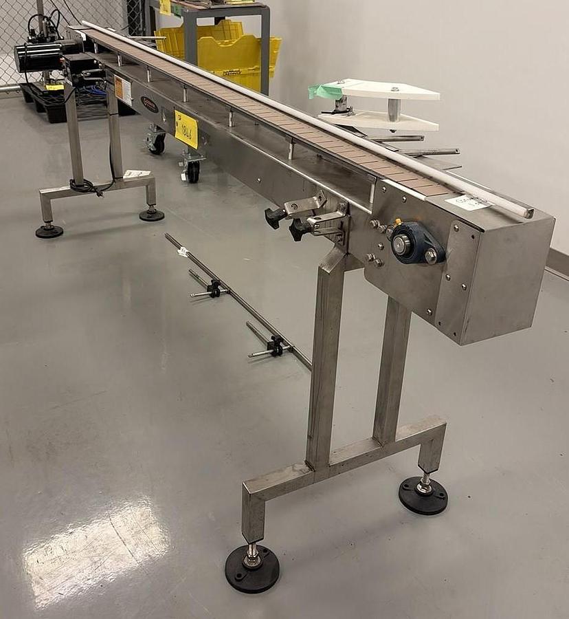 Used Used Globaltek 8’ Long Stainless Steel Sanitary Motorized Conveyor