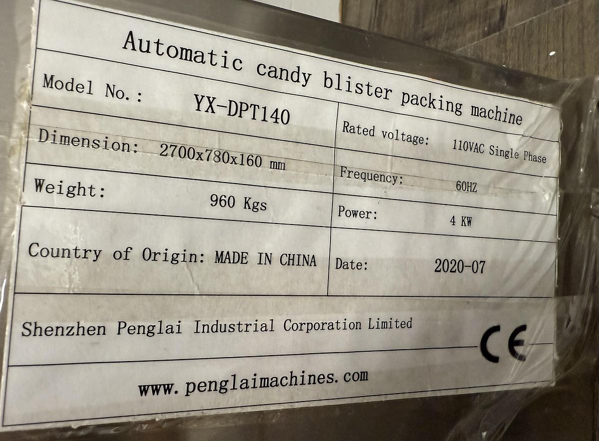 Used Used Automatic Stainless Steel Candy Blister Packaging Machine, Model YX-DPT140