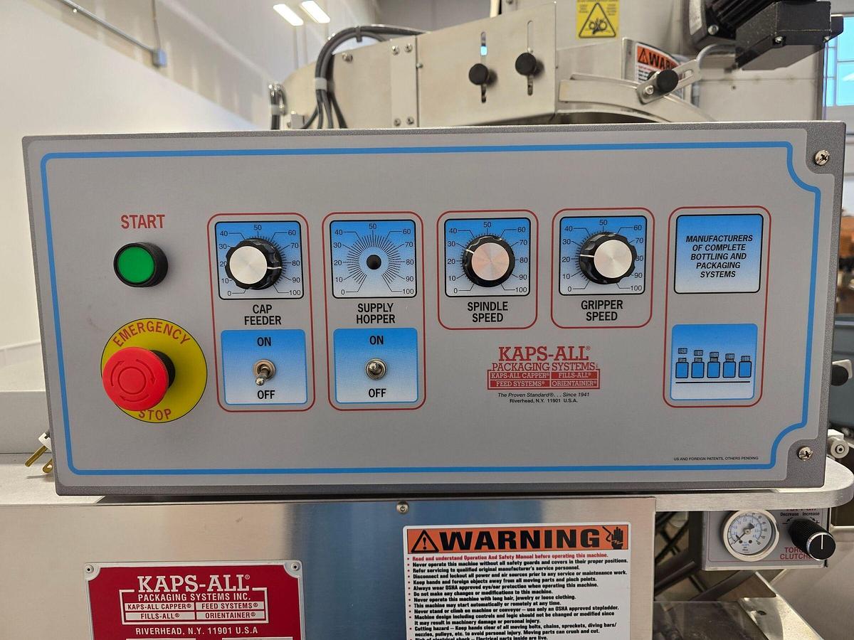 Used Used Kaps-All Automatic Inline 2 Quill Capper, Model E-4R