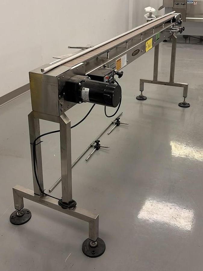 Used Used Globaltek 8’ Long Stainless Steel Sanitary Motorized Conveyor