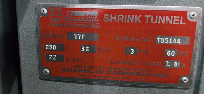 Used Used Shanklin Shrink Tunnel, Model T-7H