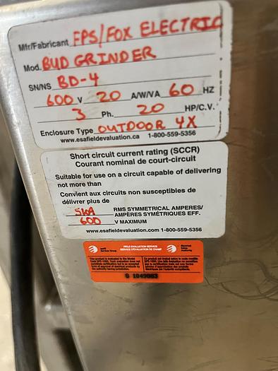 Unused 20 HP Disintegrator/Hammermill