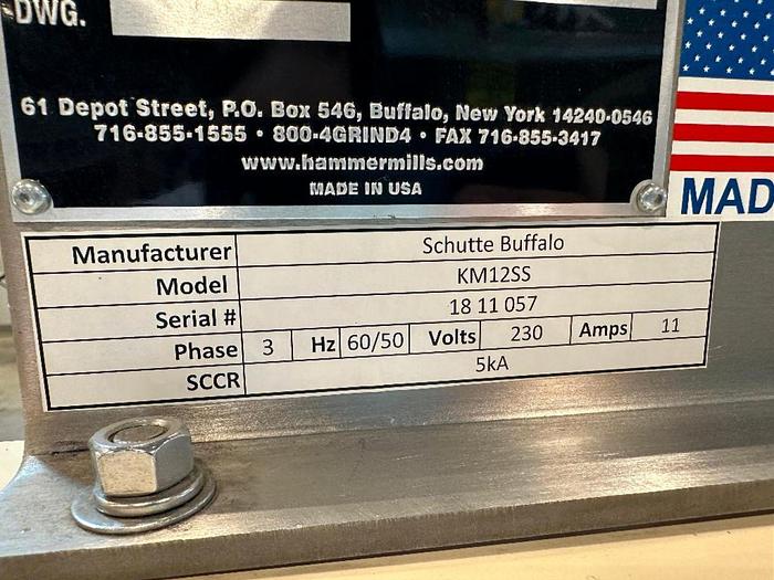 Used Used Schutte Buffalo Minimill - Stainless Steel Hammermill