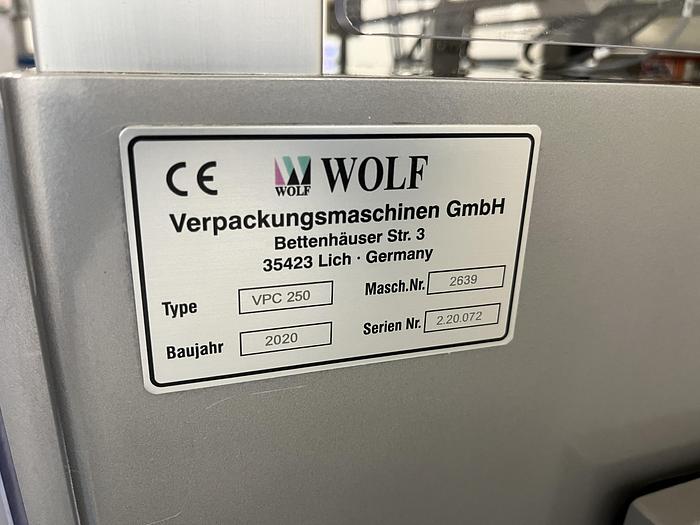 Used Used Wolf Stainless Steel Vertical Form Fill Seal Machine, Model VCP-250
