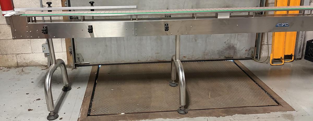 Used Used CVC 13’ Long Stainless Steel Sanitary Motorized Conveyor
