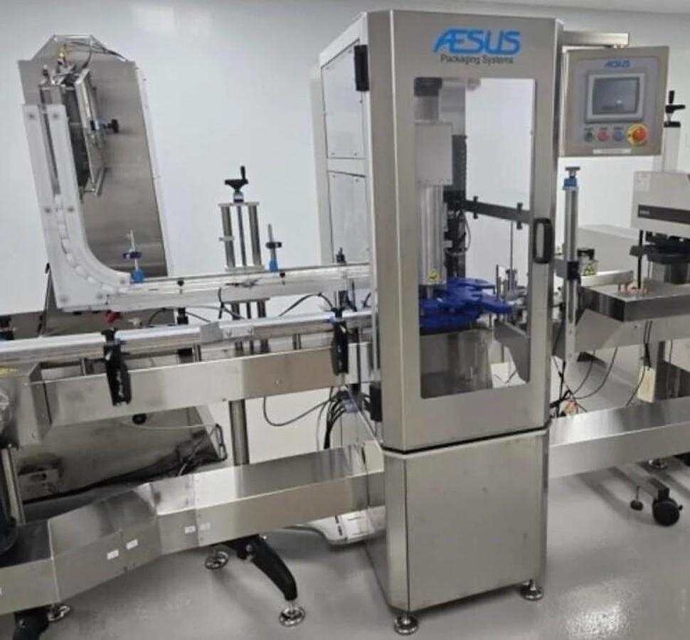 Used Used Aesus Automatic Stainless Steel Push Through (Chuck) 2 Station Capper, Model ECO-STARCAP