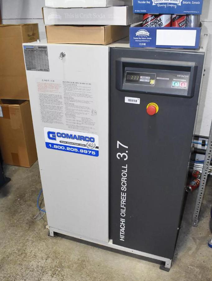Used Used Hitachi 5 HP Rotary Screw Compressor, Model SRL-3.7 MB6LL