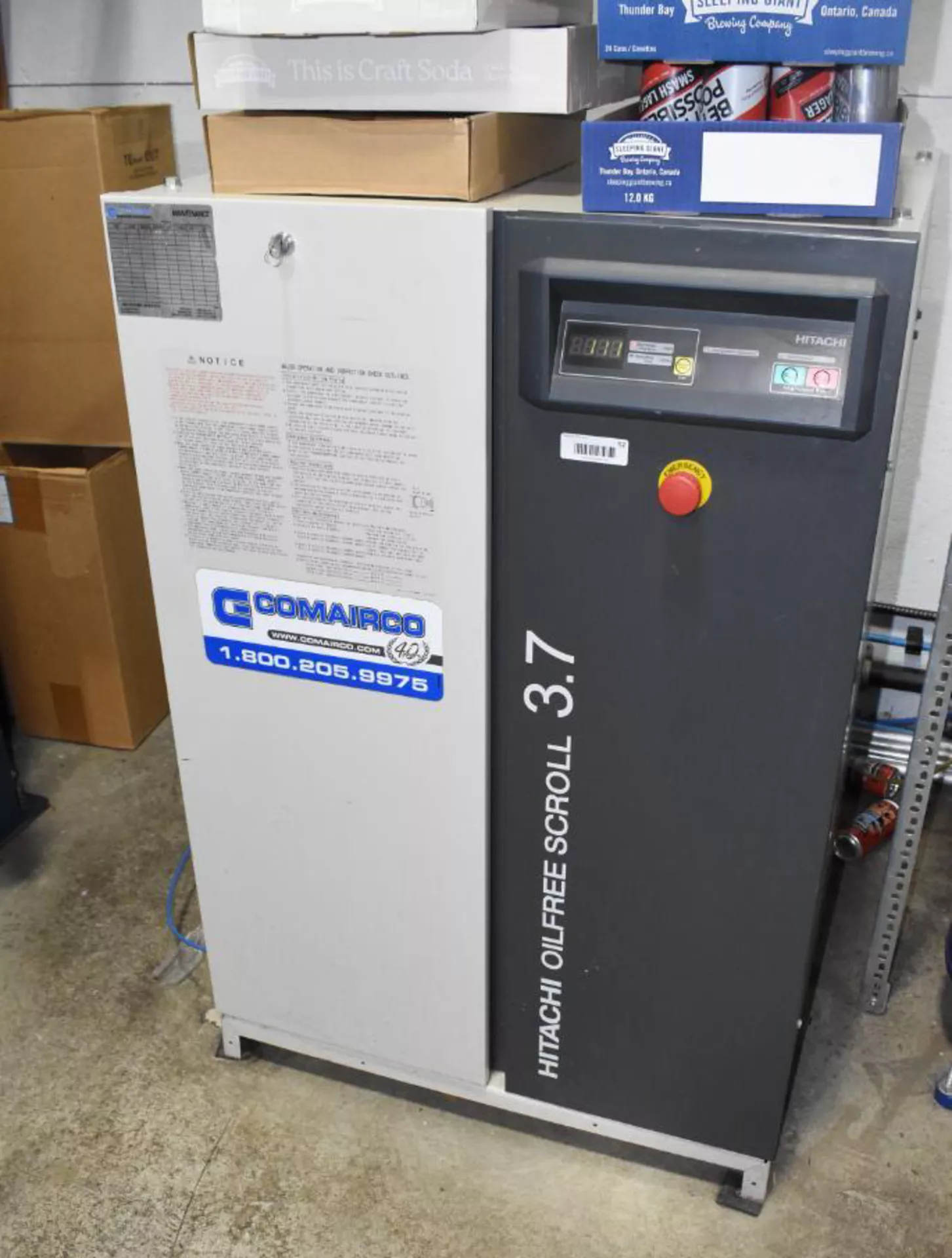 Used Used Hitachi 5 HP Rotary Screw Compressor, Model SRL-3.7 MB6LL