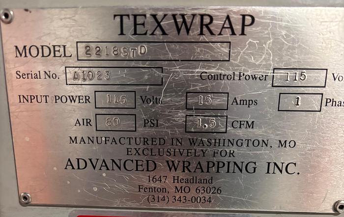 Used Used Texwrap Automatic L-Bar Sealer, Model 2218-STD with Used Shanklin Shrink Tunnel, Model T-7F