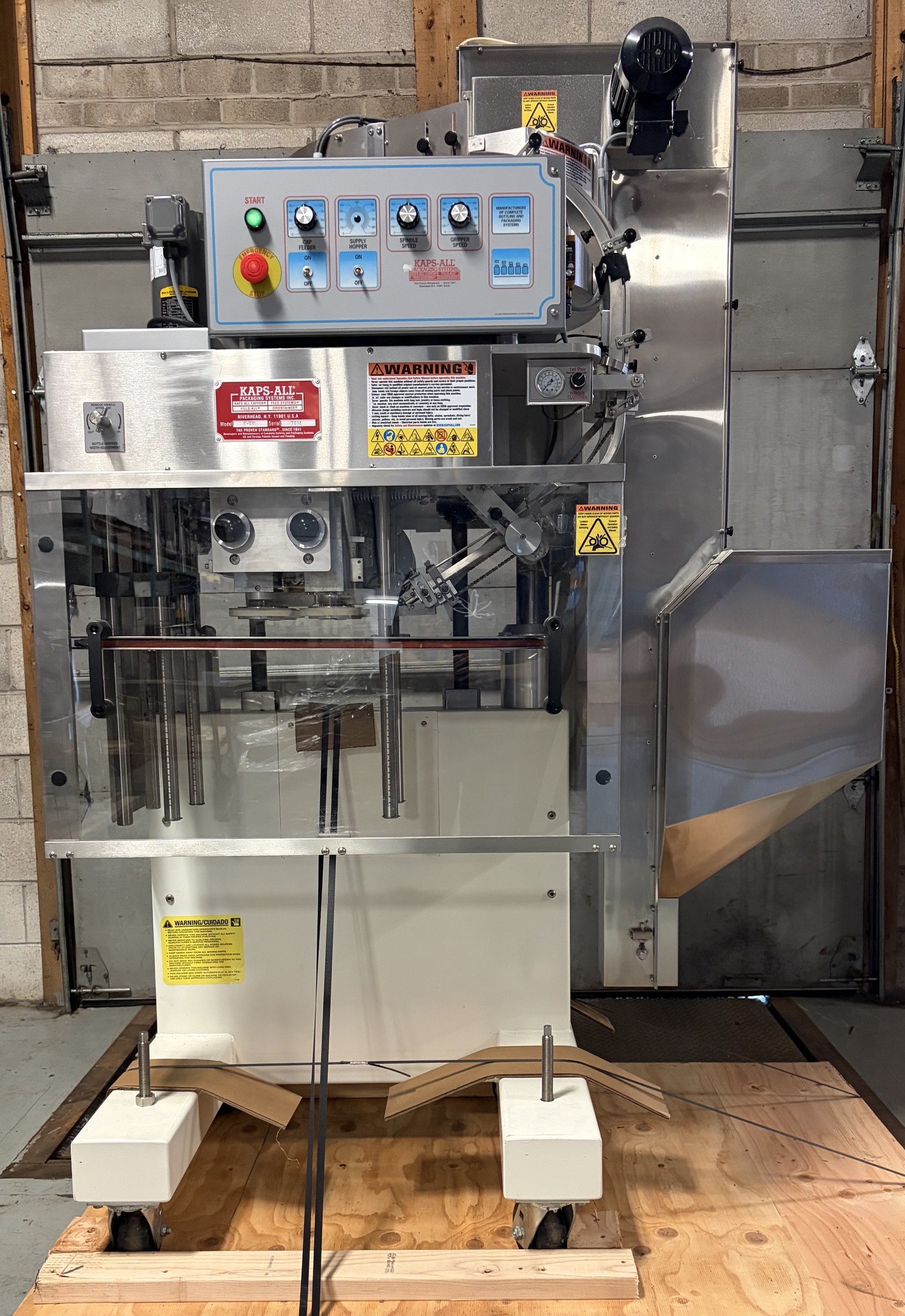 Used Used Kaps-All Automatic Inline 2 Quill Capper, Model E-4R