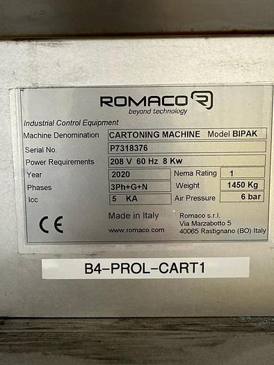 Used Used Romaco Promatic Semi-Automatic Intermittent Vertical Cartoner