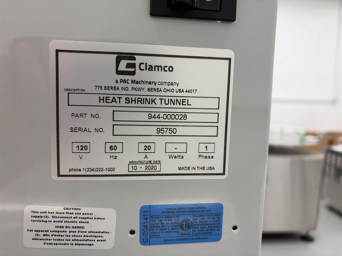 Used Used Clamco 8" x 20" Heat Tunnel, Model 820-MB