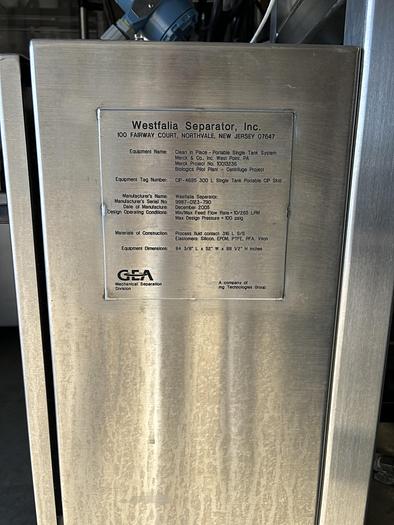 Used Used Westfalia Clean-In-Place (CIP) Portable Tank System