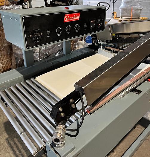 Used Used Shanklin Semi-Automatic L-Bar Sealer, Model S24B with Used Shanklin Heat Tunnel, Model T6H
