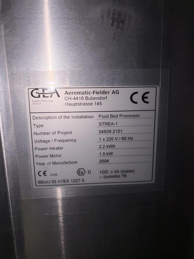 Used Used GEA  Aeromatic-Fielder Tabletop Fluid Bed Processor, Model STREA-1