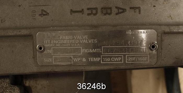 Used Fabri 4" Hand Operated Knife Gate Valve #36246