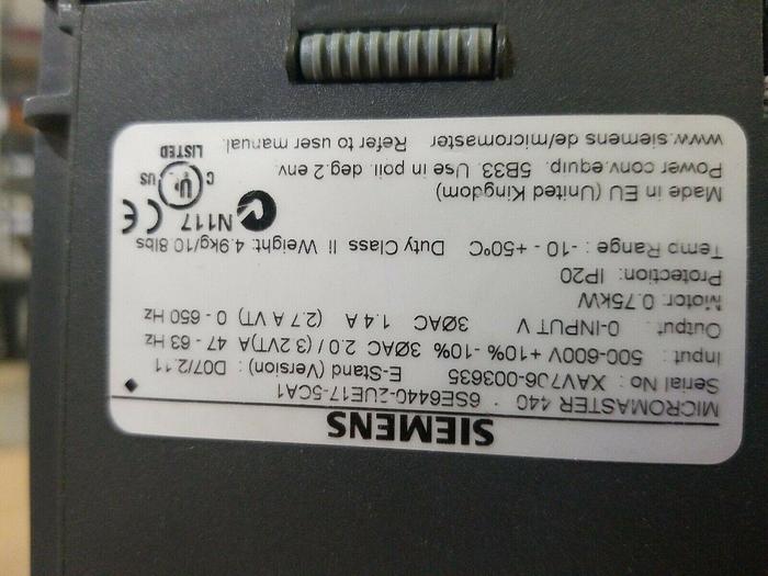 Used SIEMENS 6SE6440-2UE17-5CA1 SAME DAY SHIPPING!